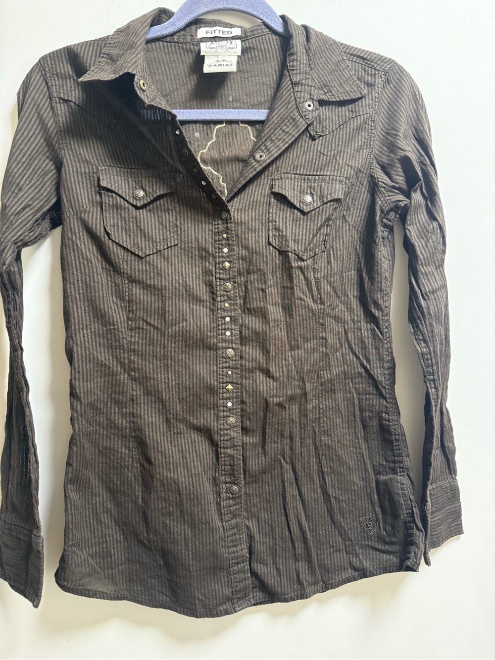Ariat Dark Brown Pinstripe Western Snap Shirt